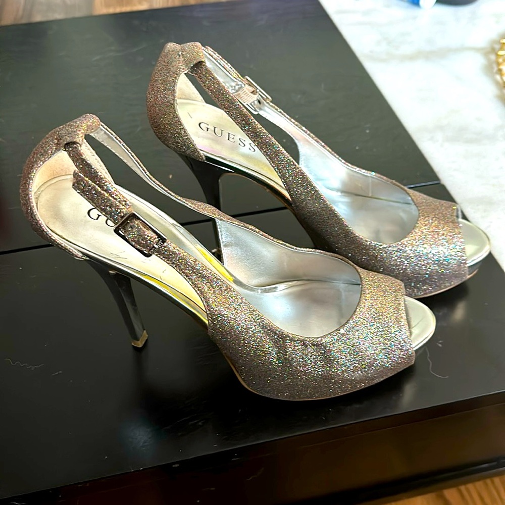 Guess Size 10 Iridescent open toe shoes
